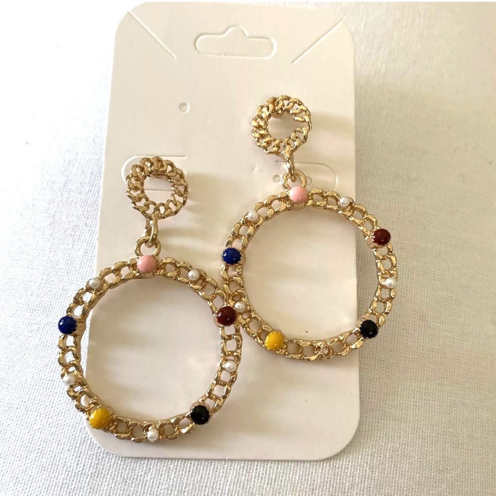 Fashion Jewelry Earrings Gold Circle With Beads